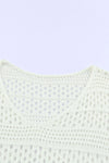 White Hollow Out Crochet V Neck Pullover Sweater-Swimwear-MomFashion