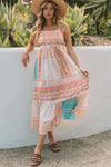 Multicolor Boho Patchwork Print Square Neck Sundress-Dresses-MomFashion