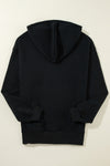 Black Fleece Lined Kangaroo Pocket Drawstring Chunky Hoodie-Tops/Sweatshirts & Hoodies-MomFashion