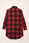 Fiery Red Turn-down Collar Plaid Shirt Coat-Outerwear-MomFashion