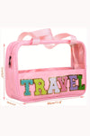 Light Pink TRAVEL Chenille Letter Clear PVC Makeup Bag-Accessories-MomFashion