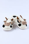 White Cartoon Animal Cow Plush Slippers-Shoes & Bags-MomFashion