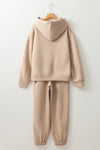 Pale Khaki Chunky Two-piece Hooded Sweatsuit-Loungewear-MomFashion