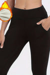 Black Fleece Lined Thermal Leggings-Bottoms-MomFashion