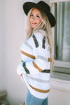 Striped Popcorn Knit Sweater-Tops-MomFashion