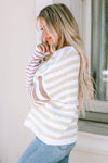 Stripe Blocked Drop Shoulder Slouchy Sweater-Tops-MomFashion