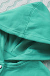 Turquoise Batwing Sleeve Pocketed Henley Hoodie-Tops-MomFashion