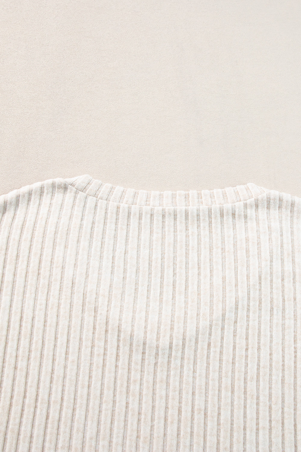 Khaki Ribbed Knit V Neck Slouchy Two-piece Outfit-Loungewear-MomFashion