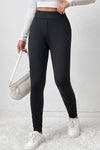 Black Fleece Lining Winter High Waist Leggings-Bottoms-MomFashion