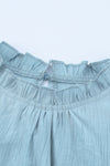 Sky Blue Frilled Neck Sleeveless Tiered Tulle Dress-Dresses-MomFashion