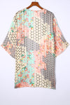 Multicolor Floral Open Sheer Shimmer Kimono-Outerwear-MomFashion