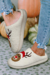 White Christmas Deer Home Indoor Plush Slippers-Shoes & Bags-MomFashion