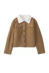 Khaki Corduroy Sherpa Snap Button Flap Jacket-Outerwear-MomFashion