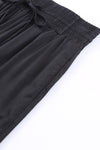 Black Drawstring Elastic Waist Casual Wide Leg Pants-Bottoms-MomFashion