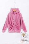 Rose Thermal Waffle Knit Full Zipper Hooded Jacket-Outerwear-MomFashion