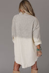 Gray Gradient Long Sleeve Button Up Raw Hem Denim Dress-Dresses-MomFashion