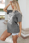 Gray Guitar Slogan Letter Graphic Print Oversized T Shirt-Graphic-MomFashion