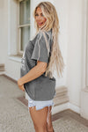 Gray Guitar Slogan Letter Graphic Print Oversized T Shirt-Graphic-MomFashion