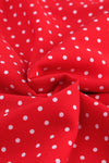 Fiery Red Polka Dot V Neck Ruffle Sleeve Dress-Dresses-MomFashion