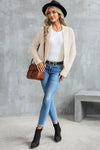 Apricot Popcorn Knit Open Front Cardigan-Tops-MomFashion