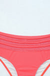 Pink Scalloped Criss Cross High Waist Bikini-Swimwear-MomFashion