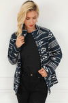 Black Western Aztec Print Zipped Jacket-Outerwear-MomFashion