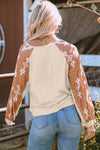 Apricot Western Print Patch Long Sleeve Top-Tops-MomFashion