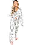 Striped Print Long Sleeve and Pants Pajamas Set-Loungewear-MomFashion