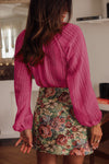 Rose V-Neck Long Sleeve Button Up Lace Shirt-Tops-MomFashion