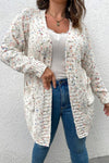 White Rainbow Popcorn Speckles Open Front Cardigan-Tops-MomFashion