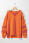 Carrot Fleece Patchwork Side Slits High Low Sweatshirt-Tops-MomFashion