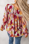 Multicolor Abstract Printed Long Sleeve Blouse-Tops-MomFashion