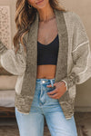 Apricot Chunky Waffle Knit Oversized Collar Cardigan-Tops-MomFashion