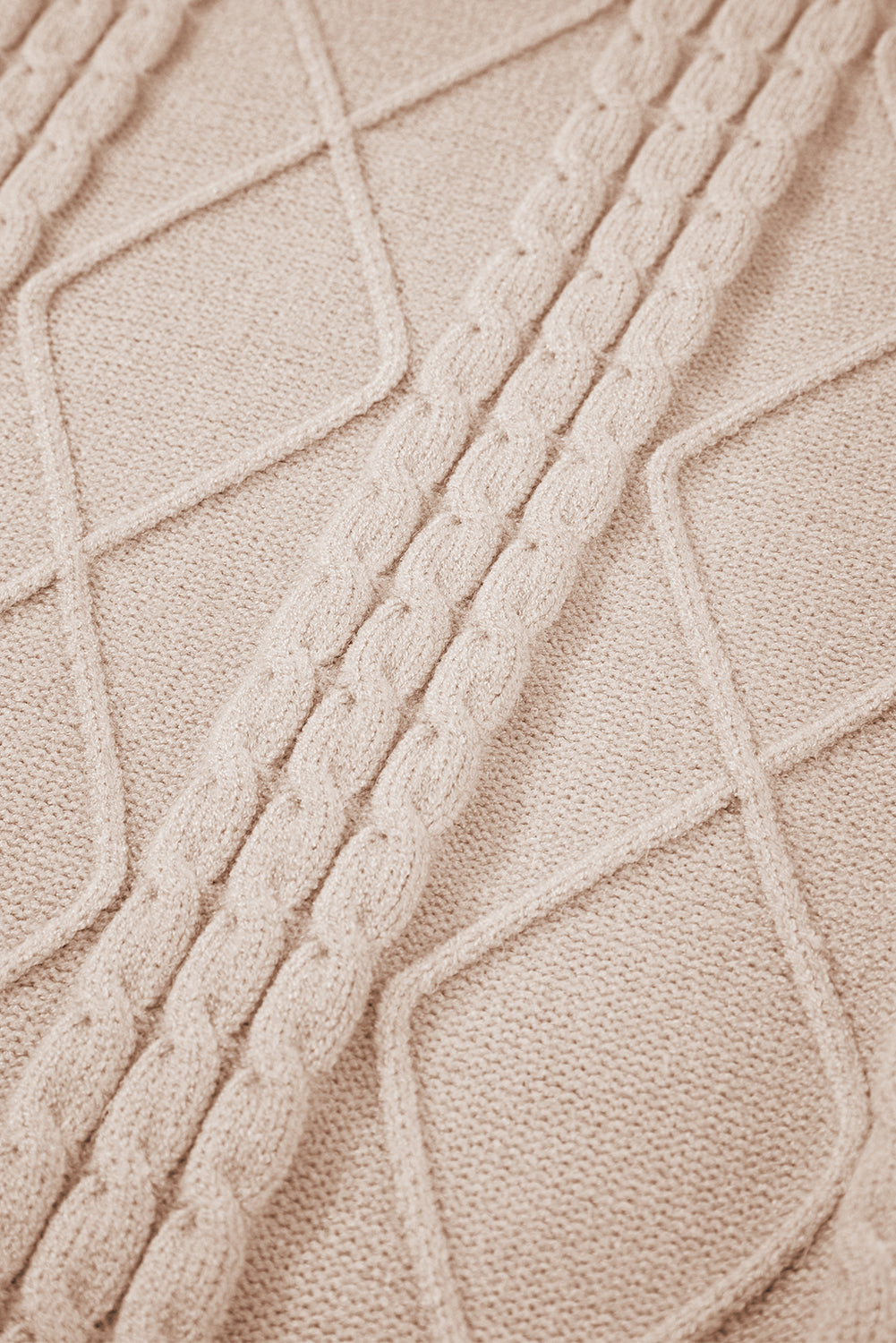 Parchment Cable Knit Mock Neck Cap Sleeve Sweater-Tops-MomFashion