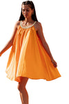 Vitality Orange Boho Woven Neckline Sleeveless Babydoll Dress-Dresses-MomFashion