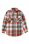 Orange Chest Pockets Flannel Plaid Shacket-Outerwear-MomFashion