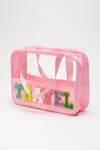 Light Pink TRAVEL Chenille Letter Clear PVC Makeup Bag-Accessories-MomFashion