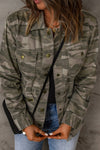 Green Camo Print Multi Pockets Button-up Jacket-Outerwear-MomFashion