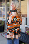 Orange Western Tribal Aztec Print Cardigan-Tops-MomFashion