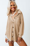 Khaki Waffle Knit Button Up Casual Shirt-Tops-MomFashion