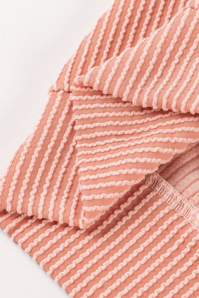 Fiery Red Corded 2pcs Colorblock Pullover and Pants Outfit-Loungewear-MomFashion