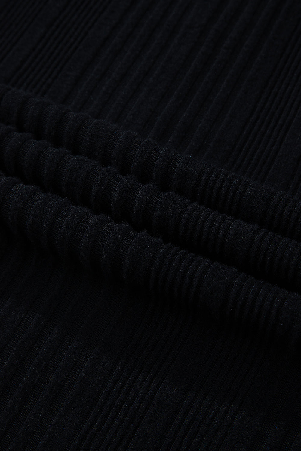 Black Ribbed Color Block Drop Shoulder Long Sleeve Mini Dress-Dresses-MomFashion