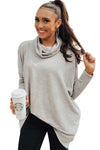 Gray Cowl Neck Shift Tunic Top-Tops-MomFashion