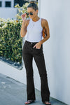 Black Vintage Casual Pocket Flared Jeans-Bottoms-MomFashion