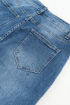 Blue High Waist Seam Stitching Pocket Flare Jeans-Bottoms-MomFashion