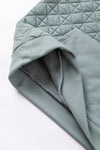 Light Grey Drop Shoulder Quilted Patchwork Kangaroo Pocket Hoodie-Tops-MomFashion