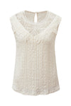 Apricot Guipure Lace Crochet Keyhole Back Tank Top-Tops-MomFashion