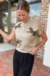 Apricot Lively Cheetah Pattern High Neck Short Sleeve Sweater-Tops-MomFashion