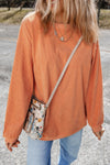 Orange Ribbed Corded Oversized Sweatshirt-Tops-MomFashion