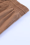 Brown Drawstring Elastic Waist Casual Wide Leg Pants-Bottoms-MomFashion